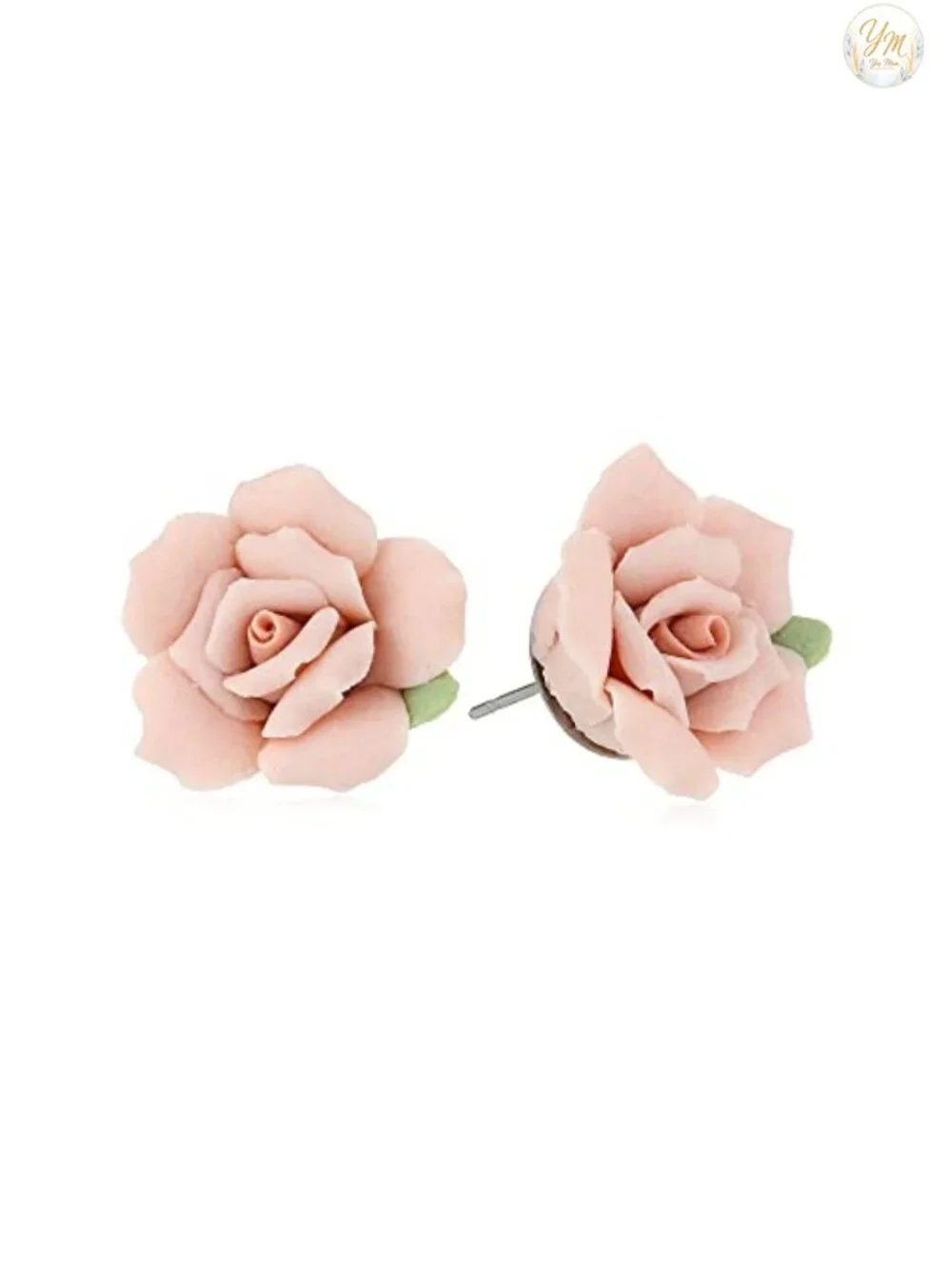 Handcrafted Porcelain Rose Post Earrings for Women